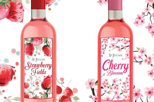 Image of strawberry fields and cherry blossom wines.