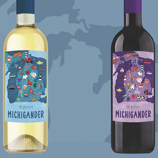 Image of St. Julian Michigander wine bottles.