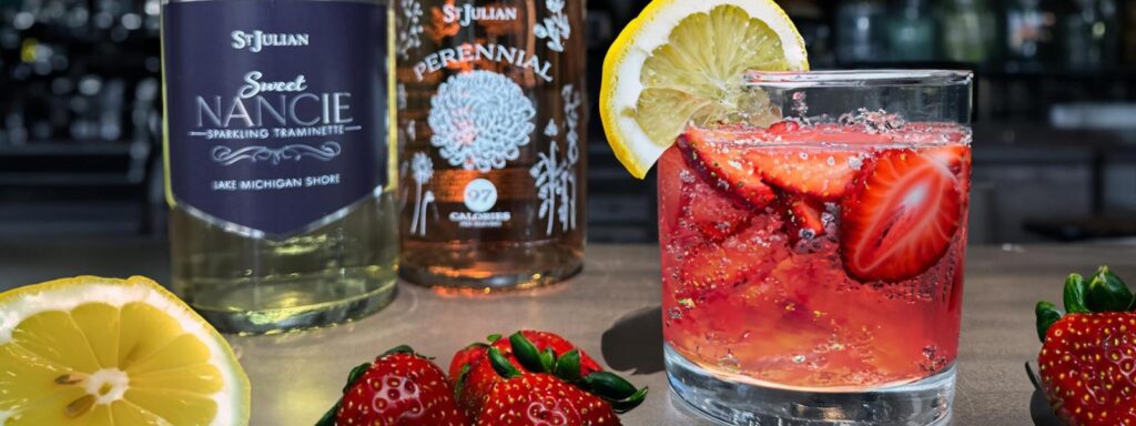Strawberry Lemon Smash Wine Cocktail