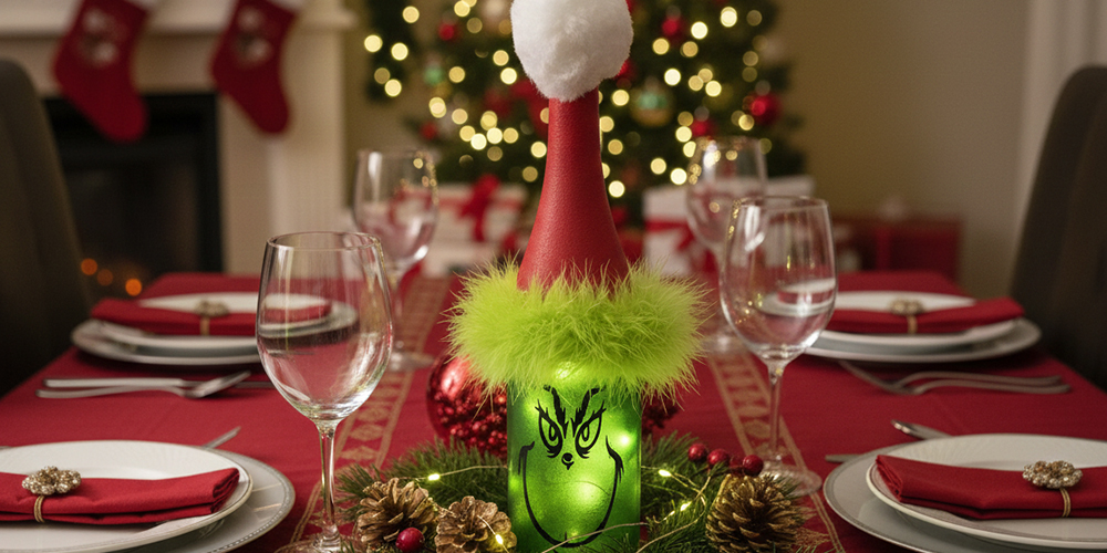 Grinch Wine Bottle Craft