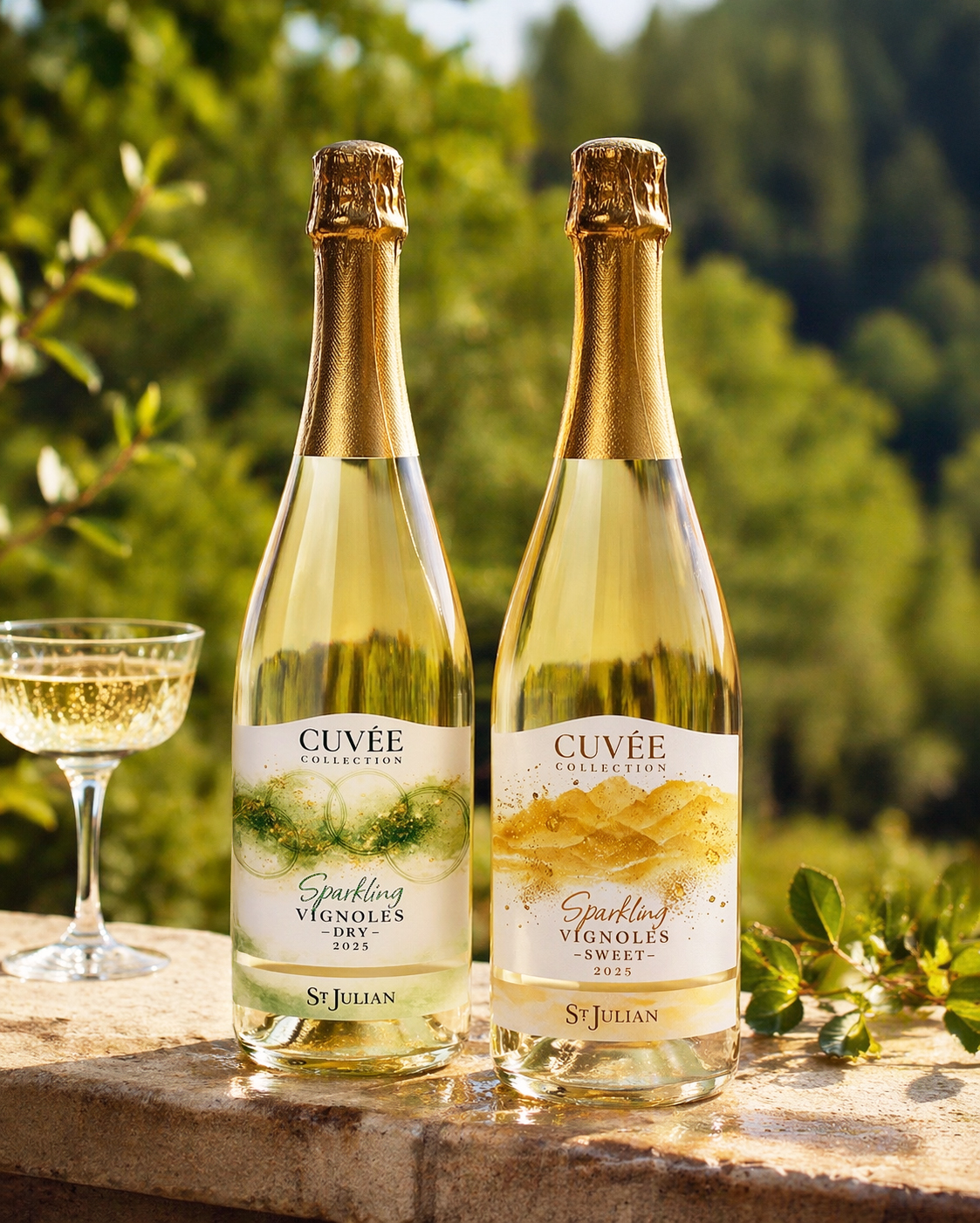 two sparkling white wines