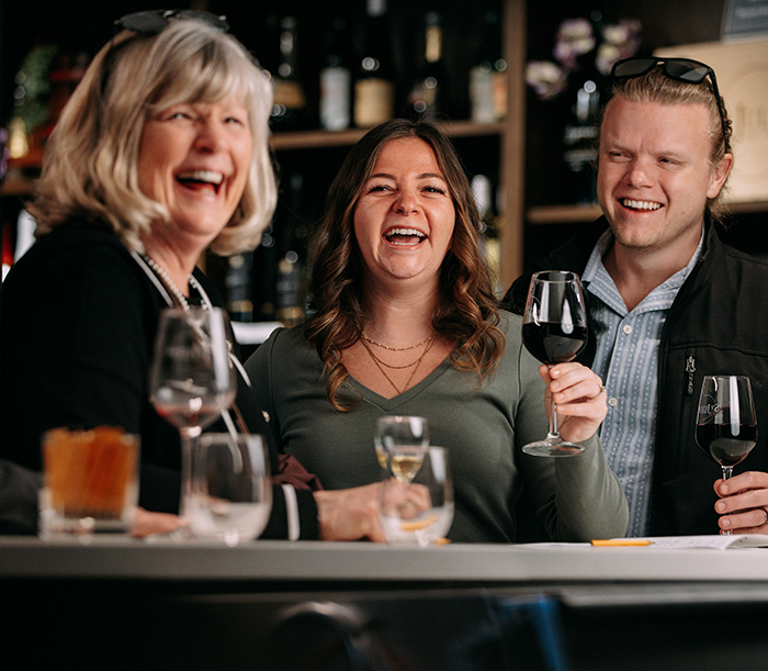 family drinking wine