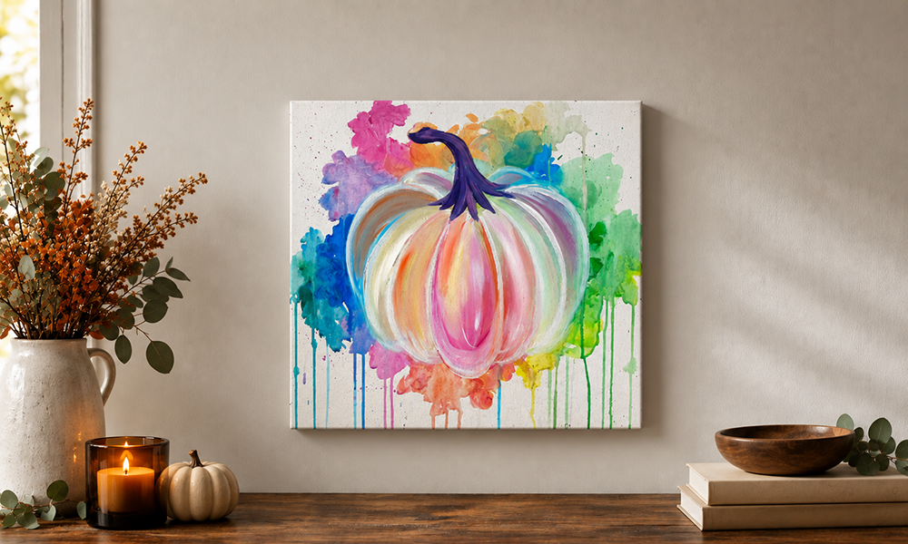 Colorful Pumpkin Wine & Canvas